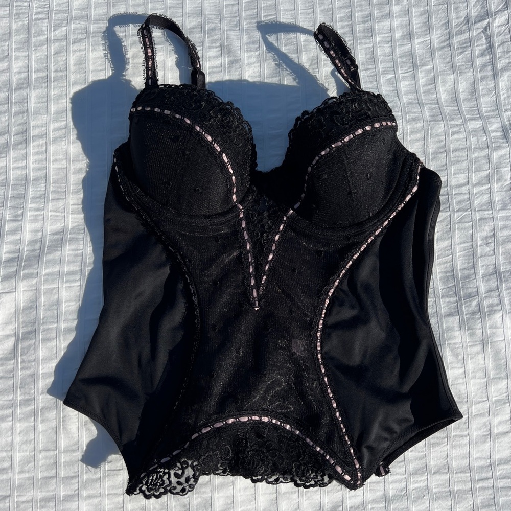 Jezebel Desire Bustier Corset in Black and Pink, 36B